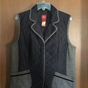 Olsen Europe Brown and Brown Tweed Quilted Vest 12